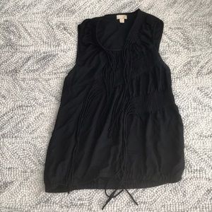 Hardly Worn! Black Ya Fringe Sheer Tank